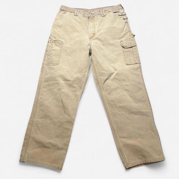 Vintage Carhartt Canvas Carpenter Utility Pants Duck Brown Size 34x32 (34x31)
